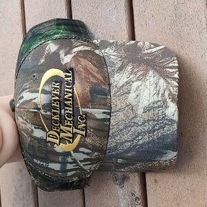 Decklever Mechanical Inc. Trucker Mesh Camo Embroidered Logo Strap-on Cap Hat